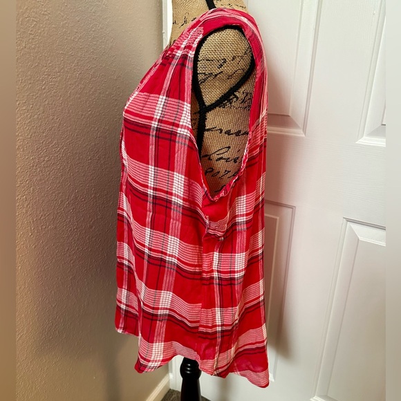 NEW Christopher & Banks Red Plaid Sleeveless Top, Size XL - Picture 5 of 9